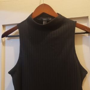 Forever 21 Black Ribbed Bodycon Midi Sleeveless Dress